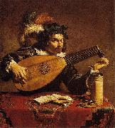 Theodoor Rombouts Lute Player oil on canvas